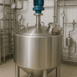 Agitation tank for dairy processing plant